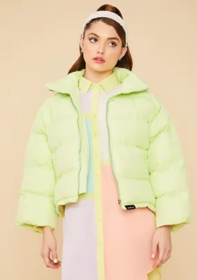 Lime Cuddle Bug Cropped Puffer Jacket
