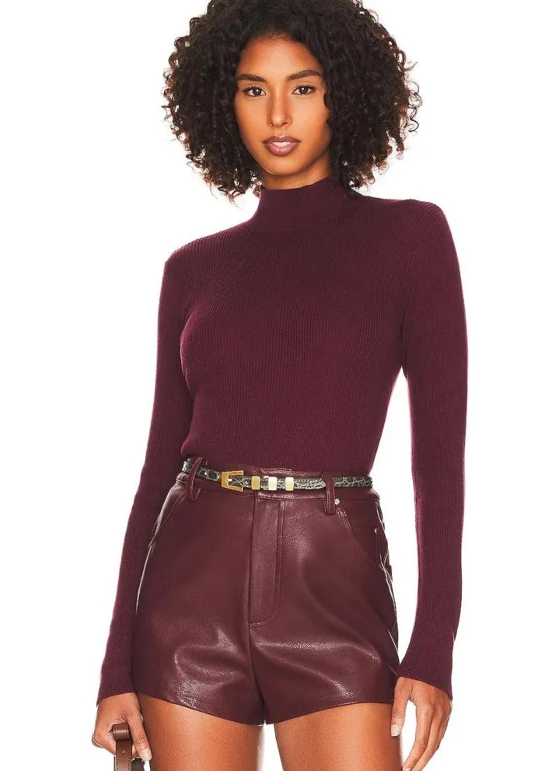 Long Sleeve Mock Rib Top