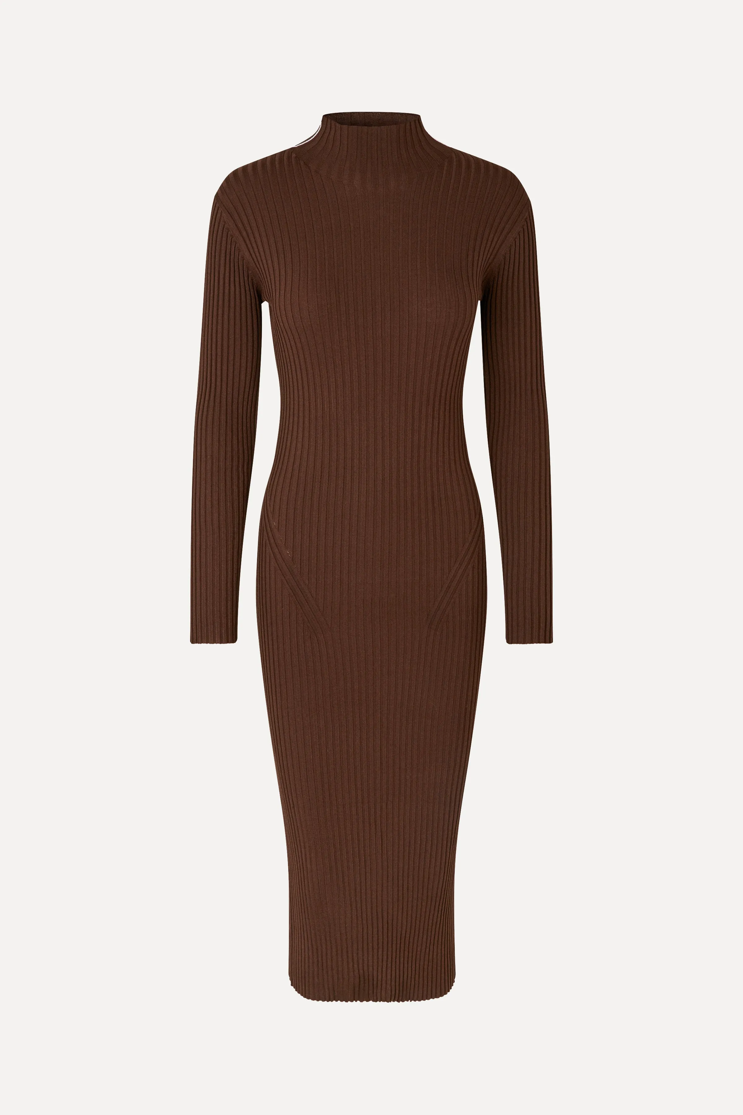 Long Sleeve Turtleneck Knit Dress - Coffee Brown