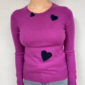 Magenta Purple Cashmere Crew Neck Jumper Small