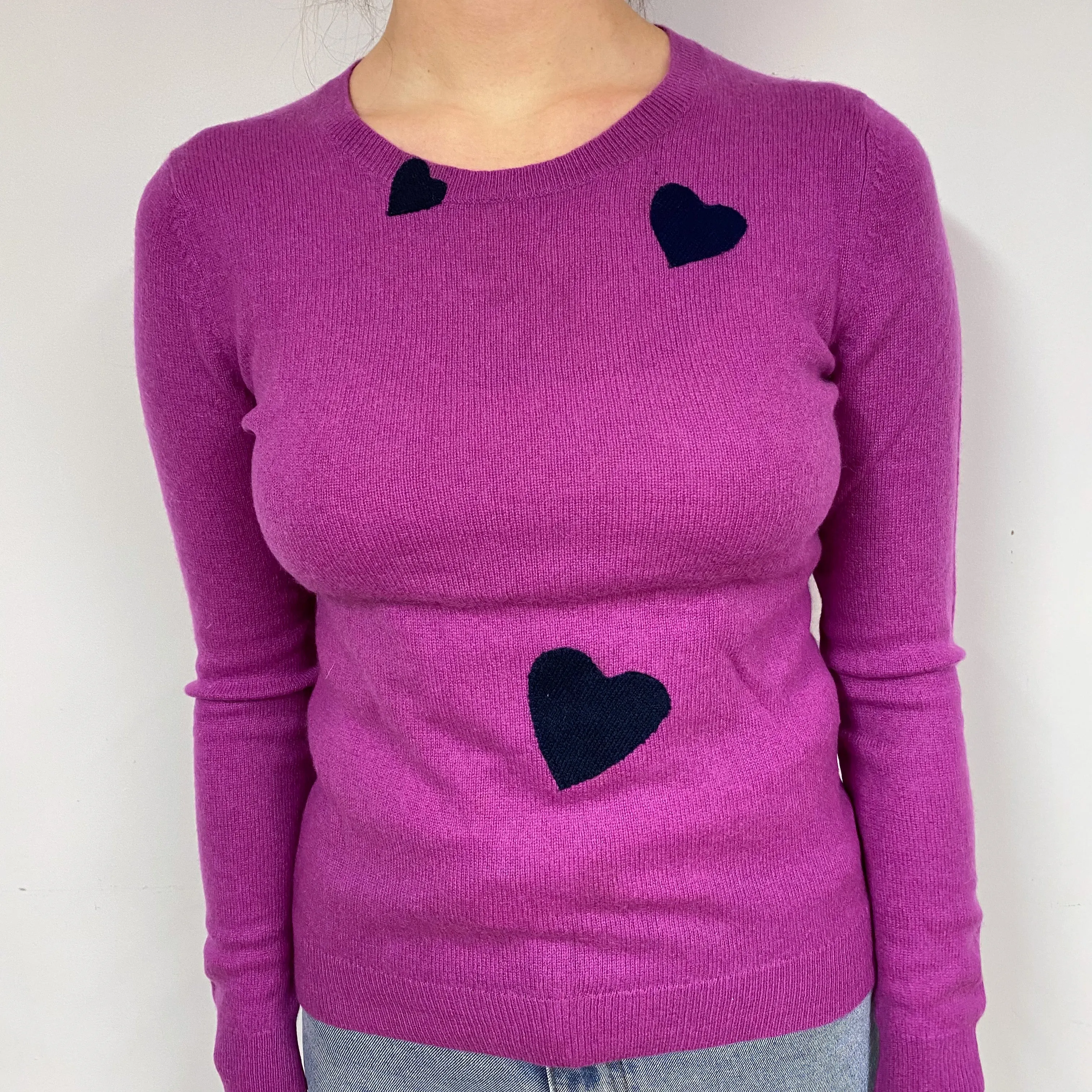 Magenta Purple Cashmere Crew Neck Jumper Small