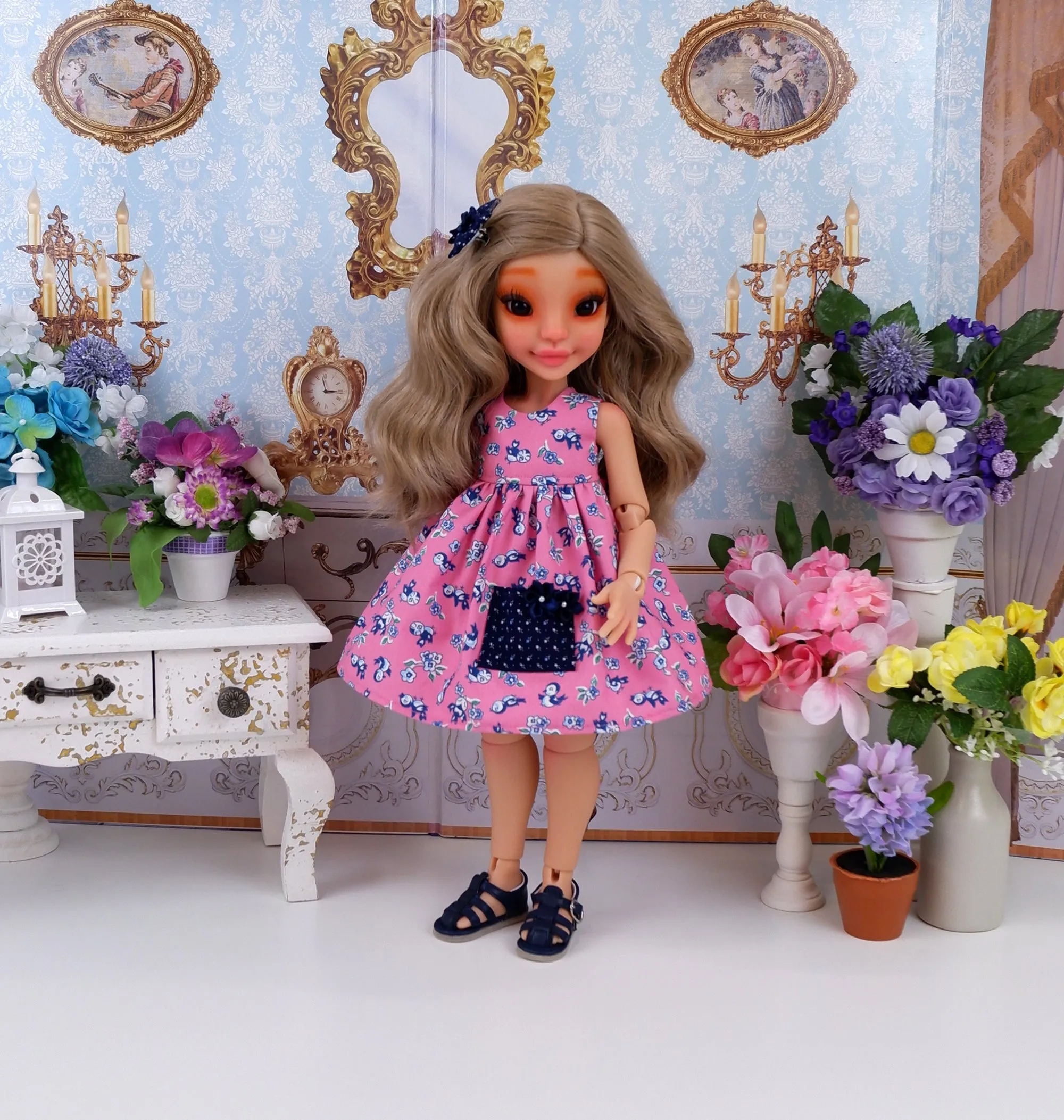 May Bluebird - dress with sandals for Ava BJD doll