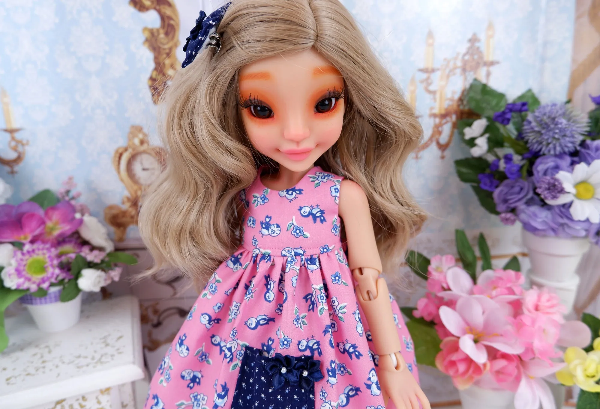 May Bluebird - dress with sandals for Ava BJD doll