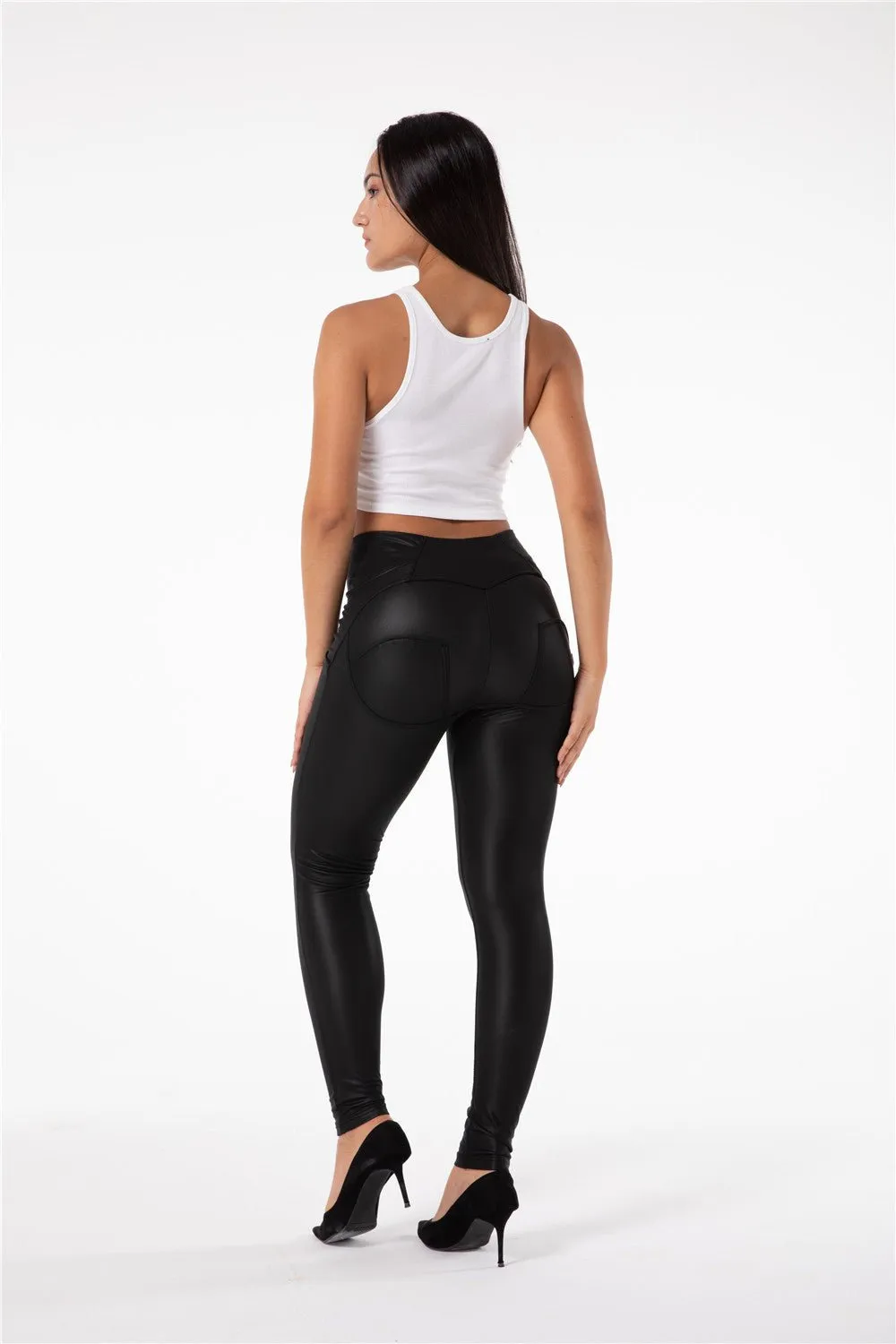 Melody Shaping Pants Black High Waist Faux Leather