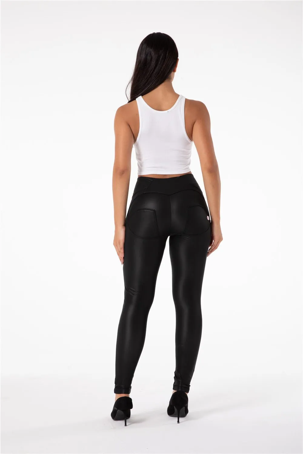 Melody Shaping Pants Black High Waist Faux Leather