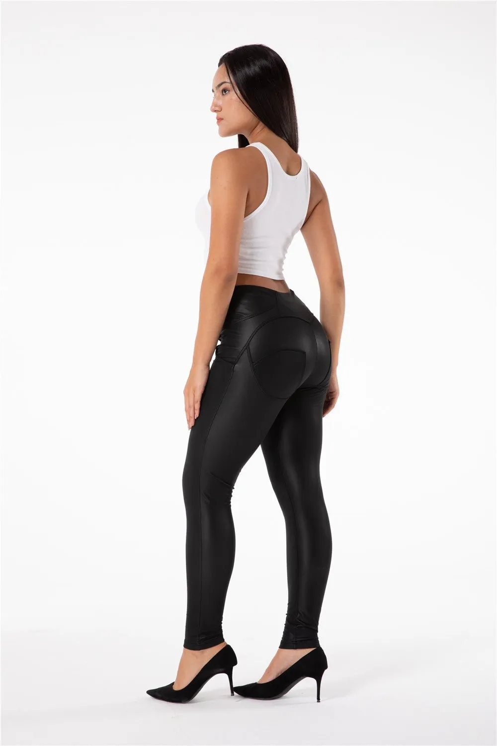 Melody Shaping Pants Black High Waist Faux Leather