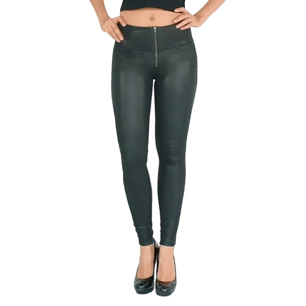 Melody Shaping Pants Black High Waist Faux Leather