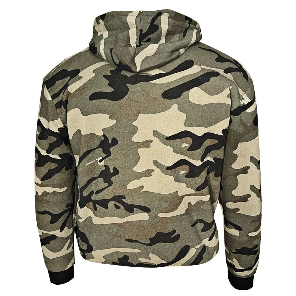 Mens Hoodie Camo Print Soft Athletic Pullover Drawstring Hooded Sweatshirt