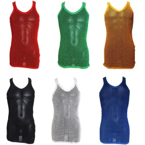 Mens String Mesh Vest 100% Cotton Mesh Fish Net Fitted String Vest Size-M To XL