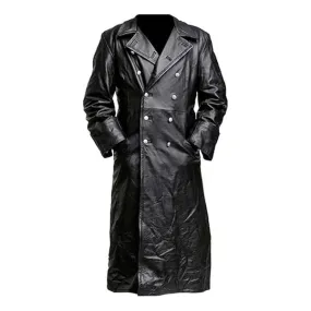 Men's WW2 Classic Officer Real Leather Coat