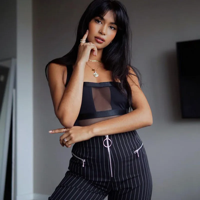 Mesh Lace Black Bodysuit