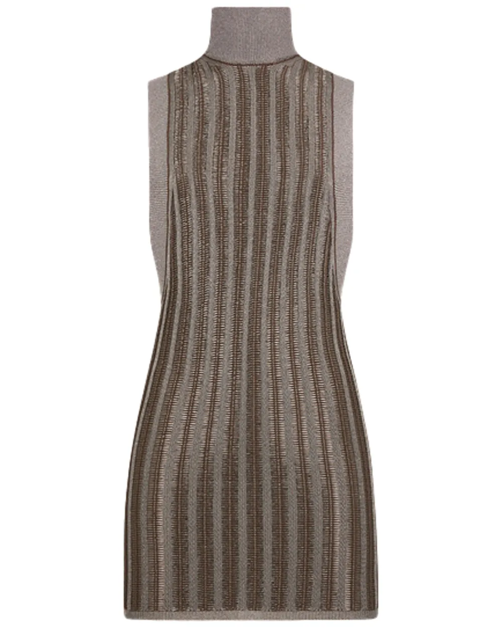 Metallic Olive Ribbed Turtleneck Mini Dress