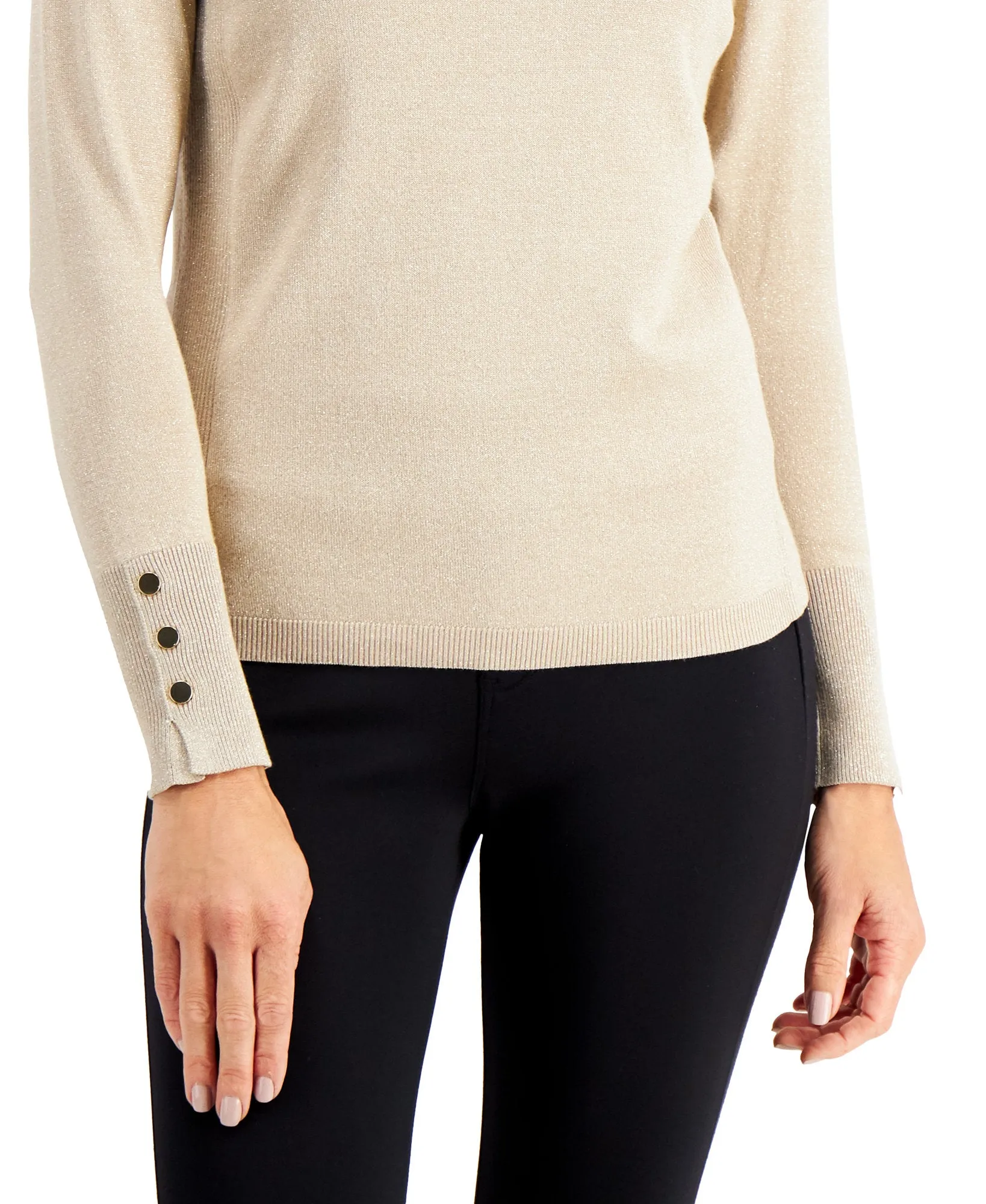 Metallic Turtleneck Sweater