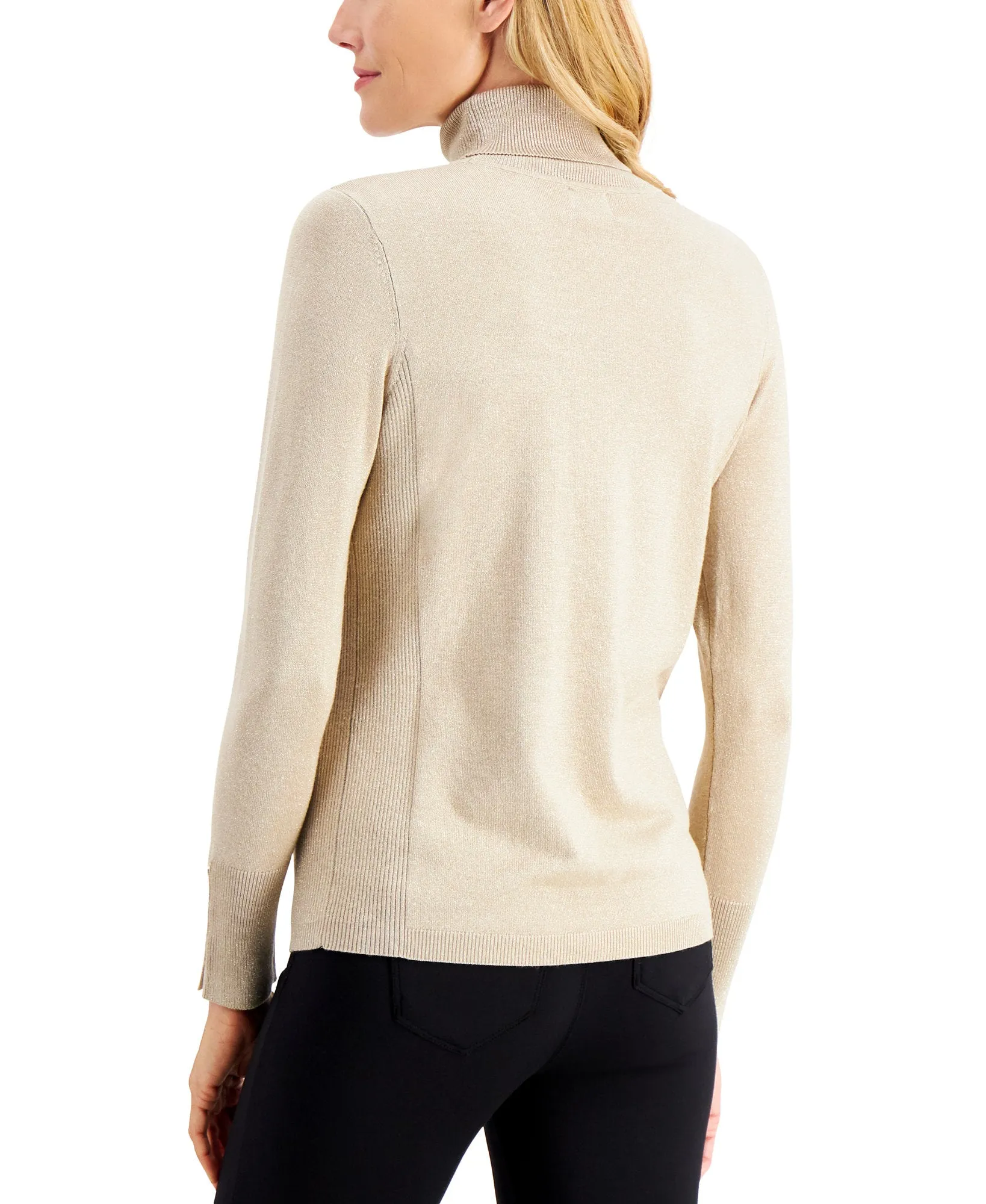 Metallic Turtleneck Sweater