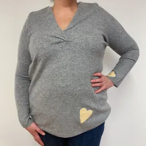 Mist Grey Shawl V Neck Jumper Extra Large