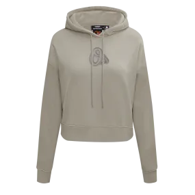 MLB BALTIMORE ORIOLES NEUTRAL WOMEN'S CROPPED PO HOODIE (TAUPE)