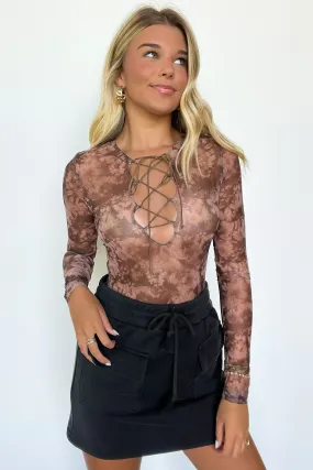 Modern Movement Lace Up Mesh Bodysuit - FINAL SALE
