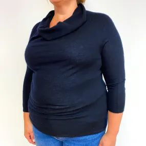 Navy Lightweight Cashmere Cowl Neck Jumper Extra Large