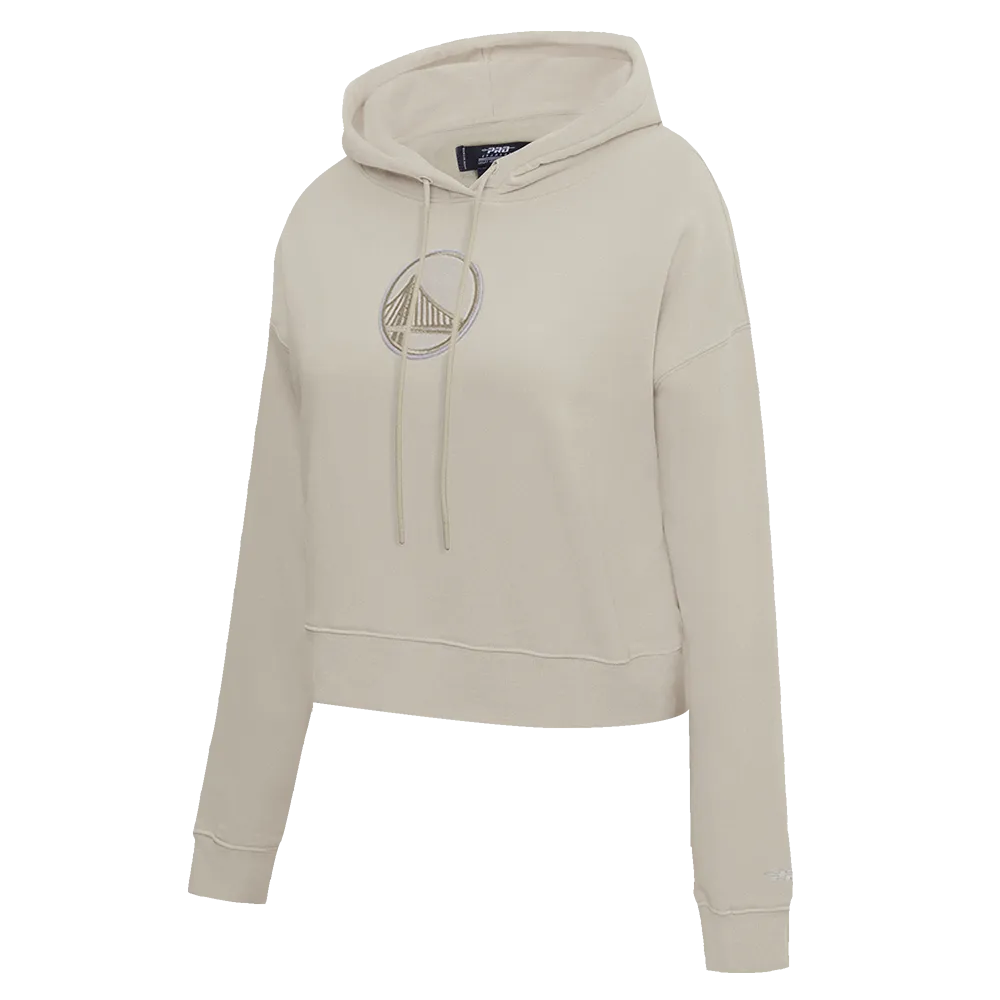 NBA GOLDEN STATE WARRIORS NEUTRAL WOMEN'S CROPPED PO HOODIE (TAUPE)