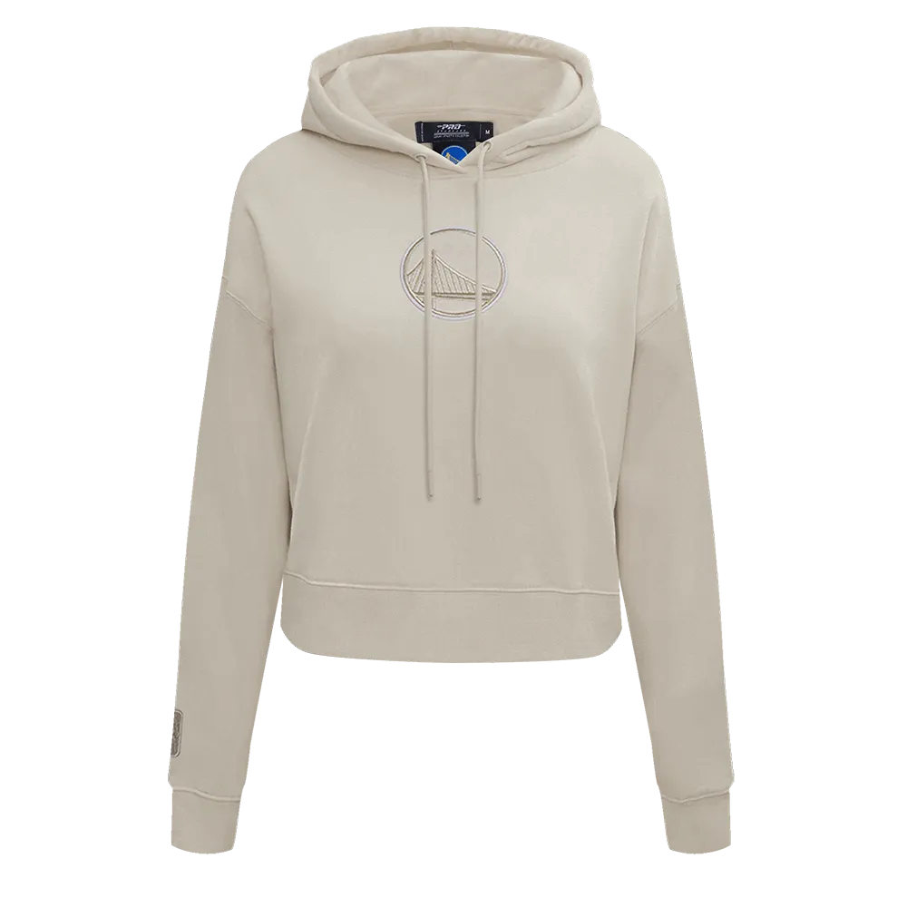 NBA GOLDEN STATE WARRIORS NEUTRAL WOMEN'S CROPPED PO HOODIE (TAUPE)