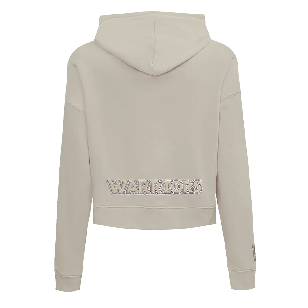 NBA GOLDEN STATE WARRIORS NEUTRAL WOMEN'S CROPPED PO HOODIE (TAUPE)
