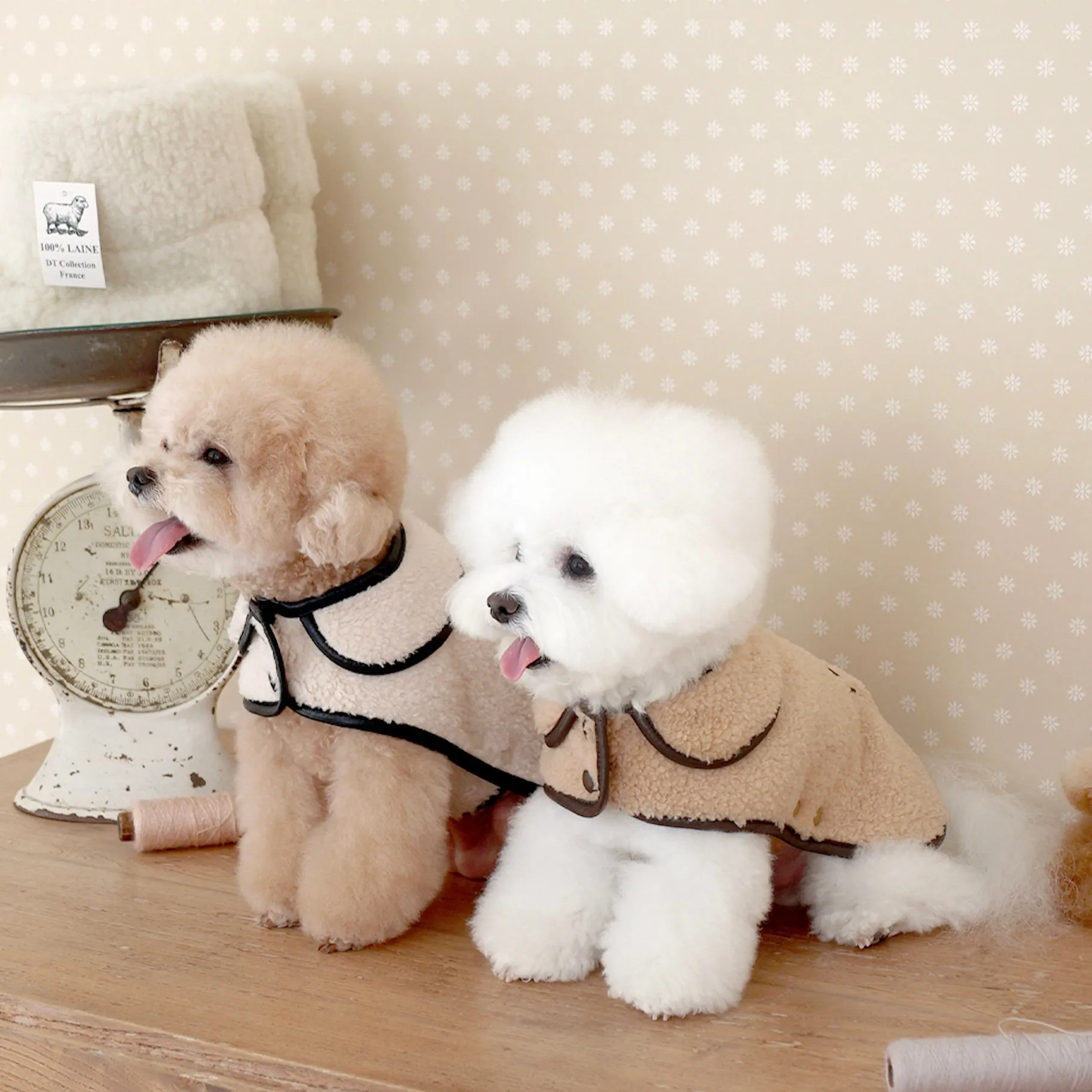 ※予約販売【near by us】Teddy Leather Fleece Coat（Cream）
