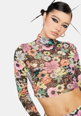 Noir Garden Micaela Mesh Turtleneck Top