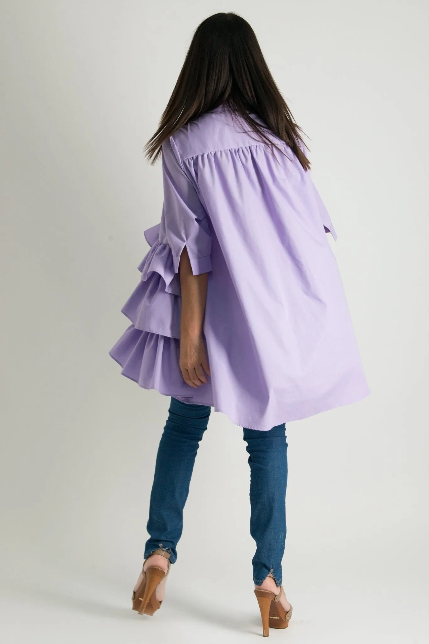NOOR Flounces Cotton Loose Shirt