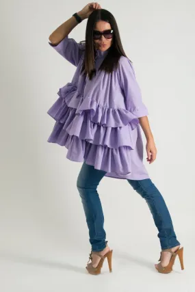 NOOR Flounces Cotton Loose Shirt