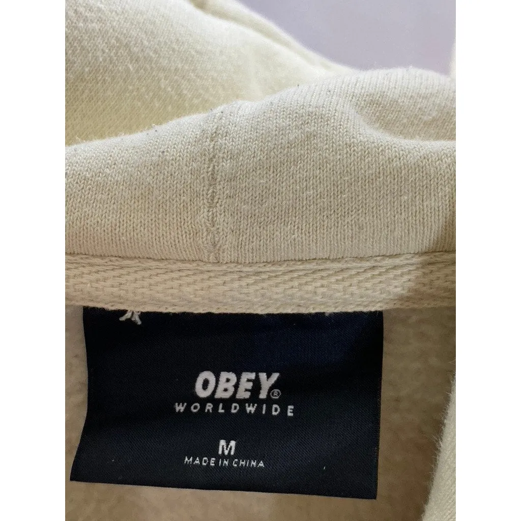 OBEY Men's Beige We Make The Flowers Grow Graphic Hoodie SZ M