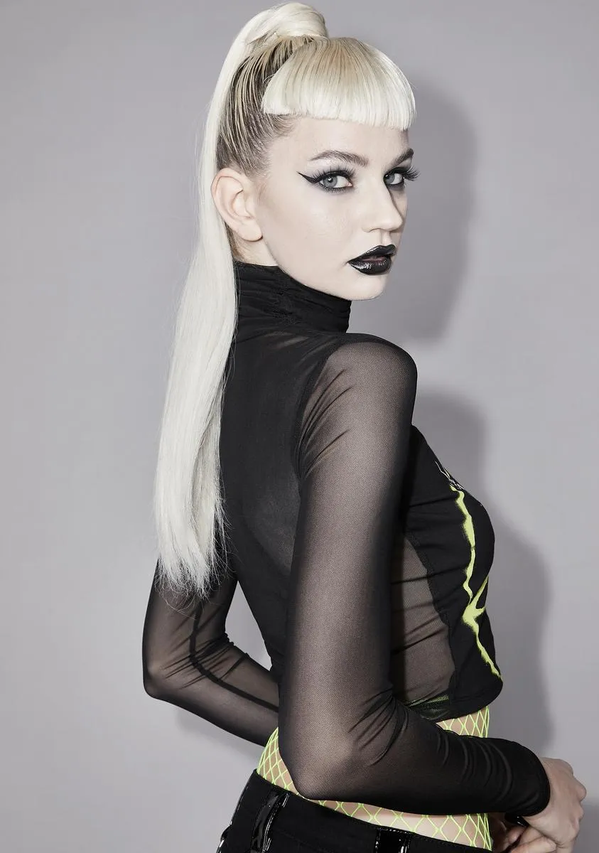 On The Edge Graphic Mesh Crop Top