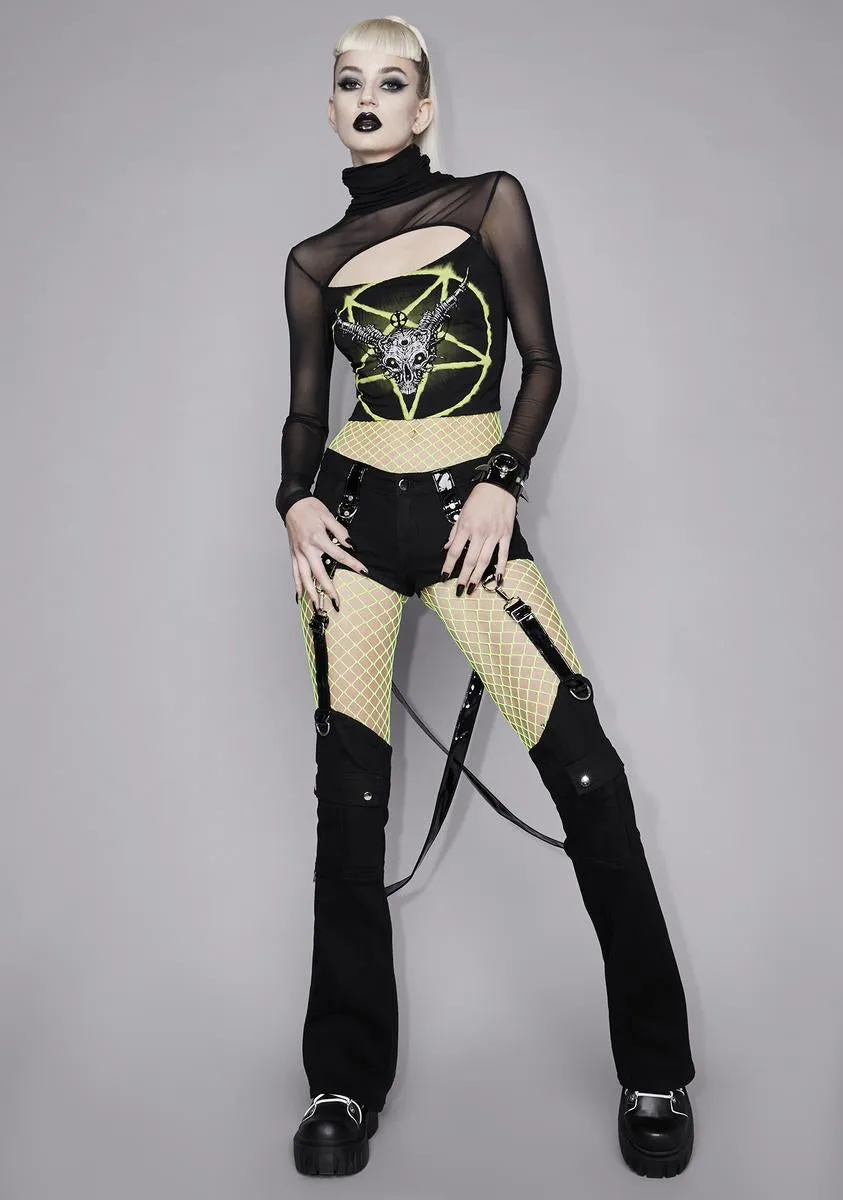 On The Edge Graphic Mesh Crop Top