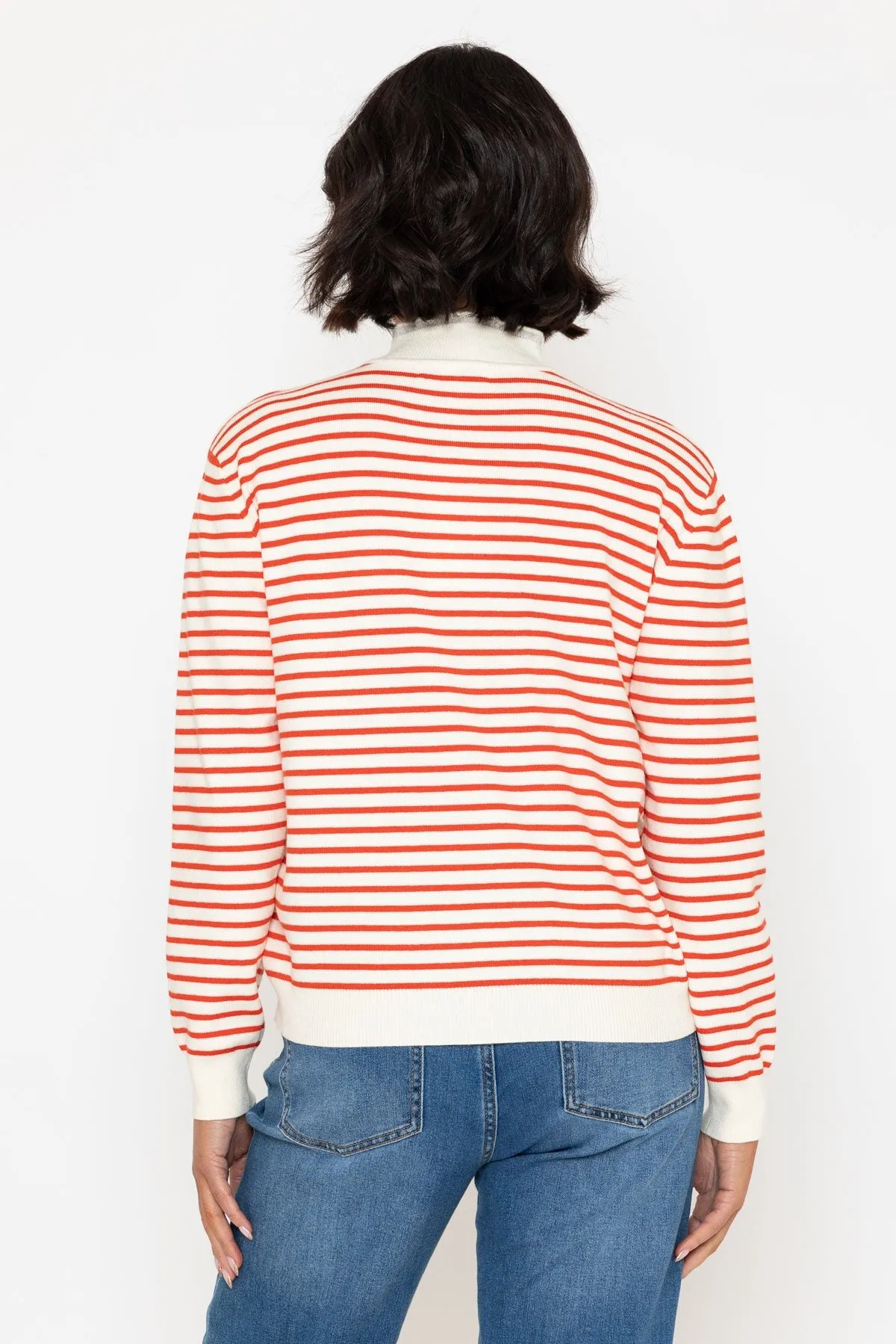 Orange Stripe Cashmere Blend Turtleneck