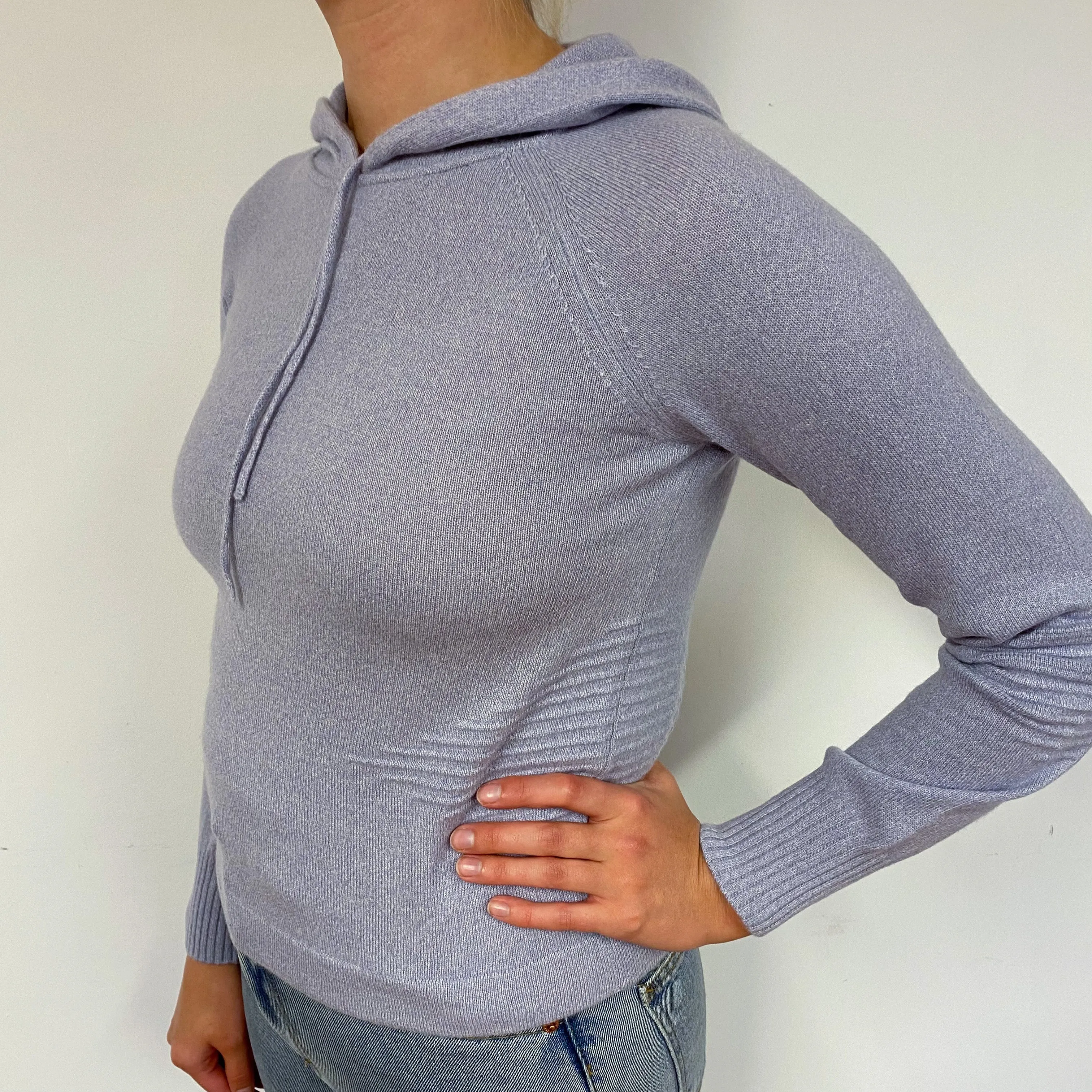 Pale Purple Cashmere Hoodie Jumper Small