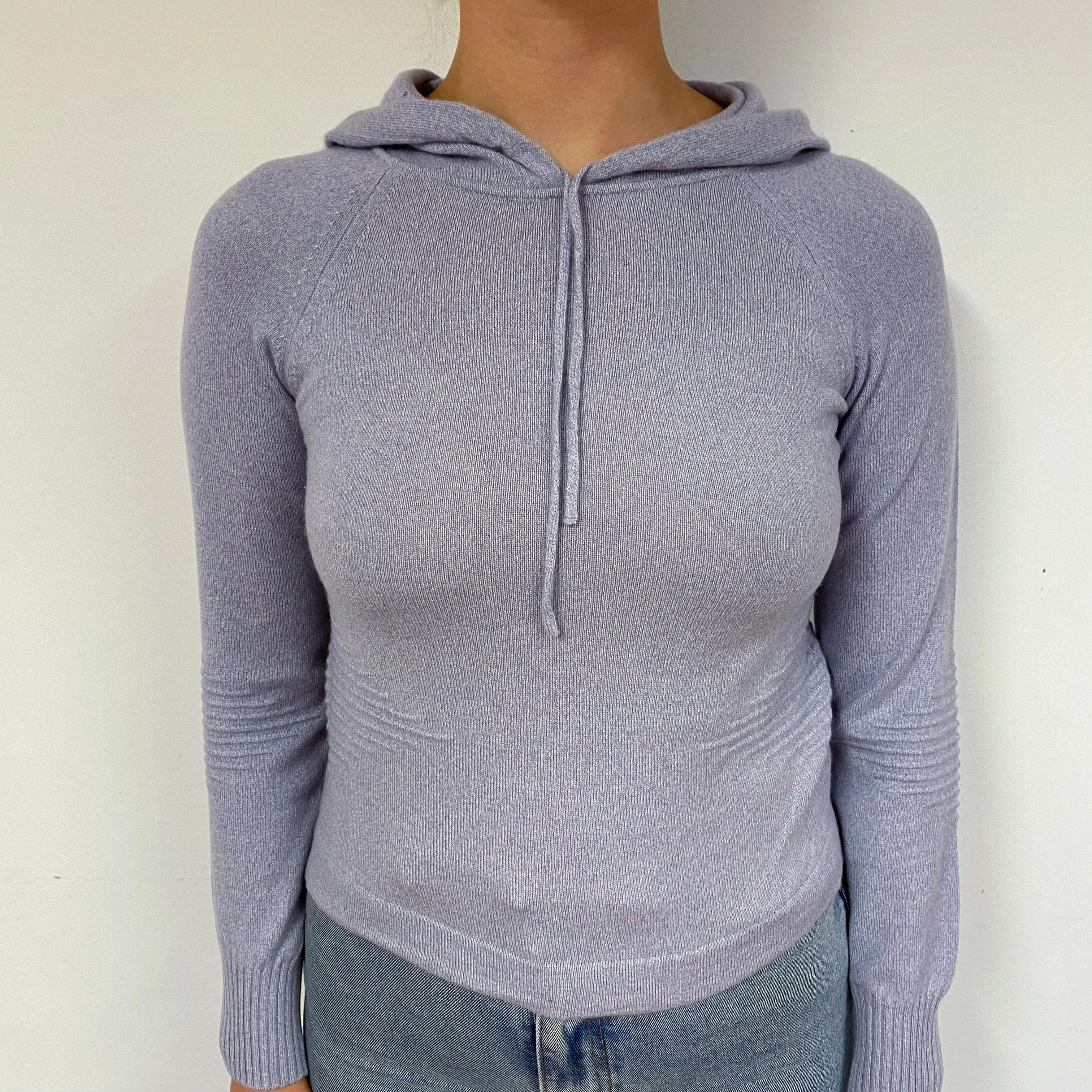 Pale Purple Cashmere Hoodie Jumper Small