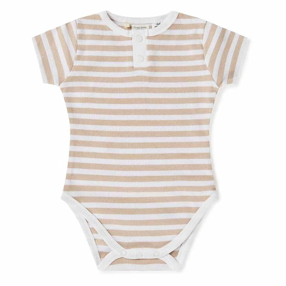 Pebble Stripe Short Sleeve Organic Bodysuit