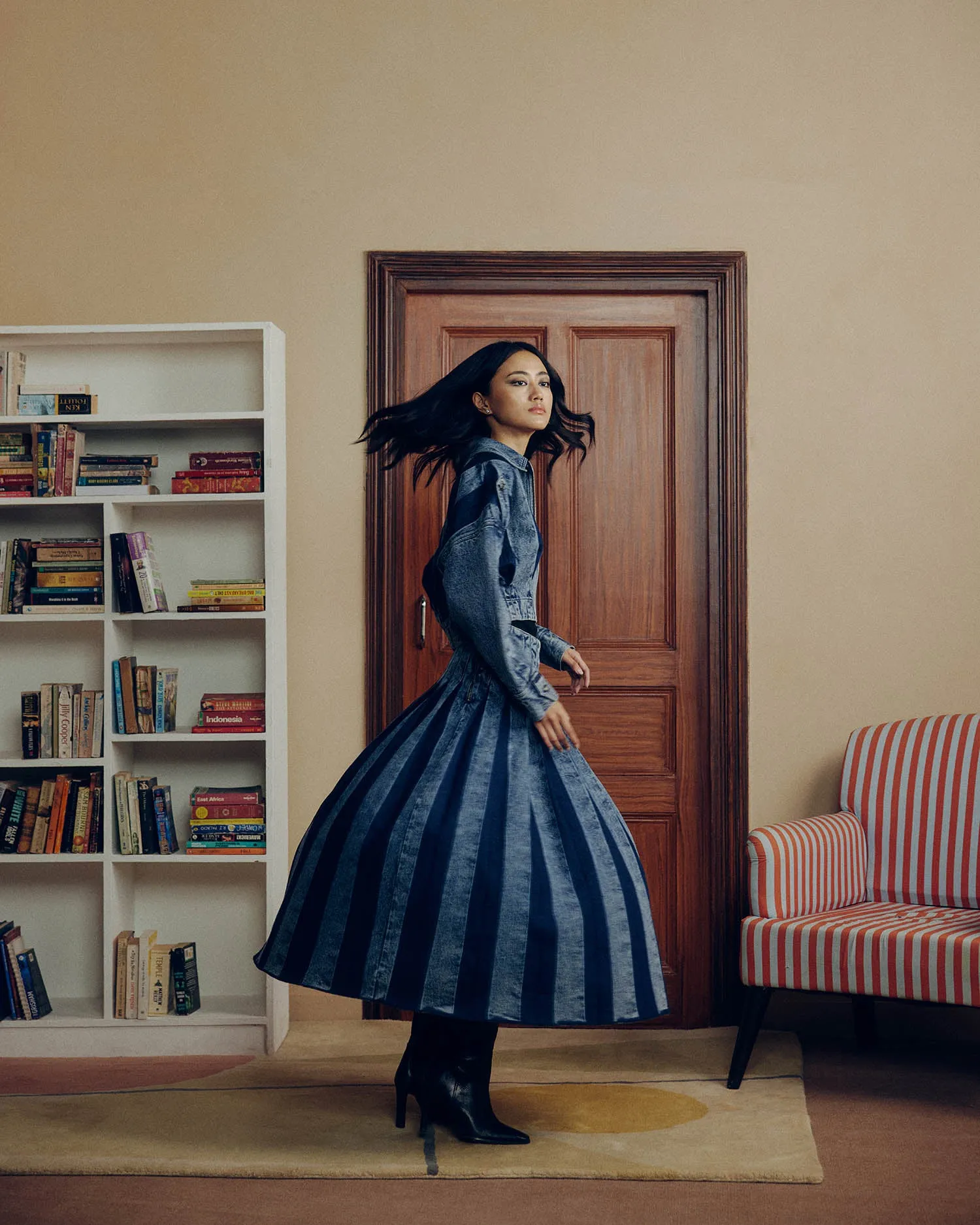 PLEATED DENIM COORD SET
