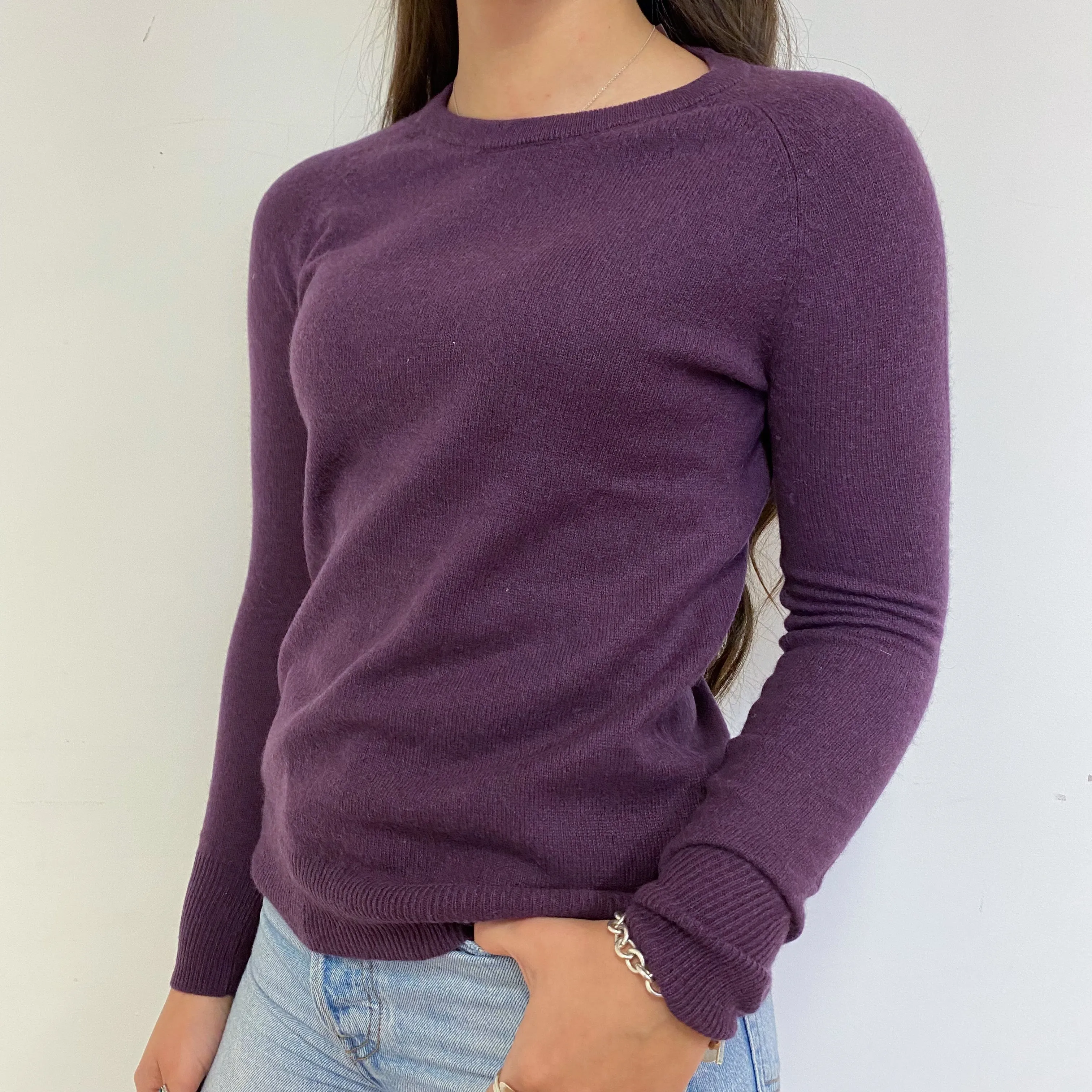 Plum Purple Crew Neck Jumper Extra Small