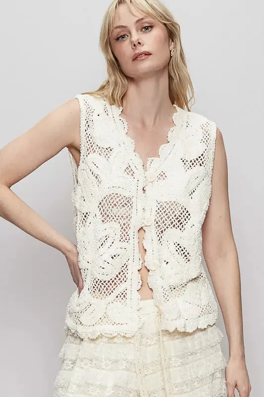 Pol Clothing Inc. Willow Crochet Vest – Boho-Chic & Effortless Layering