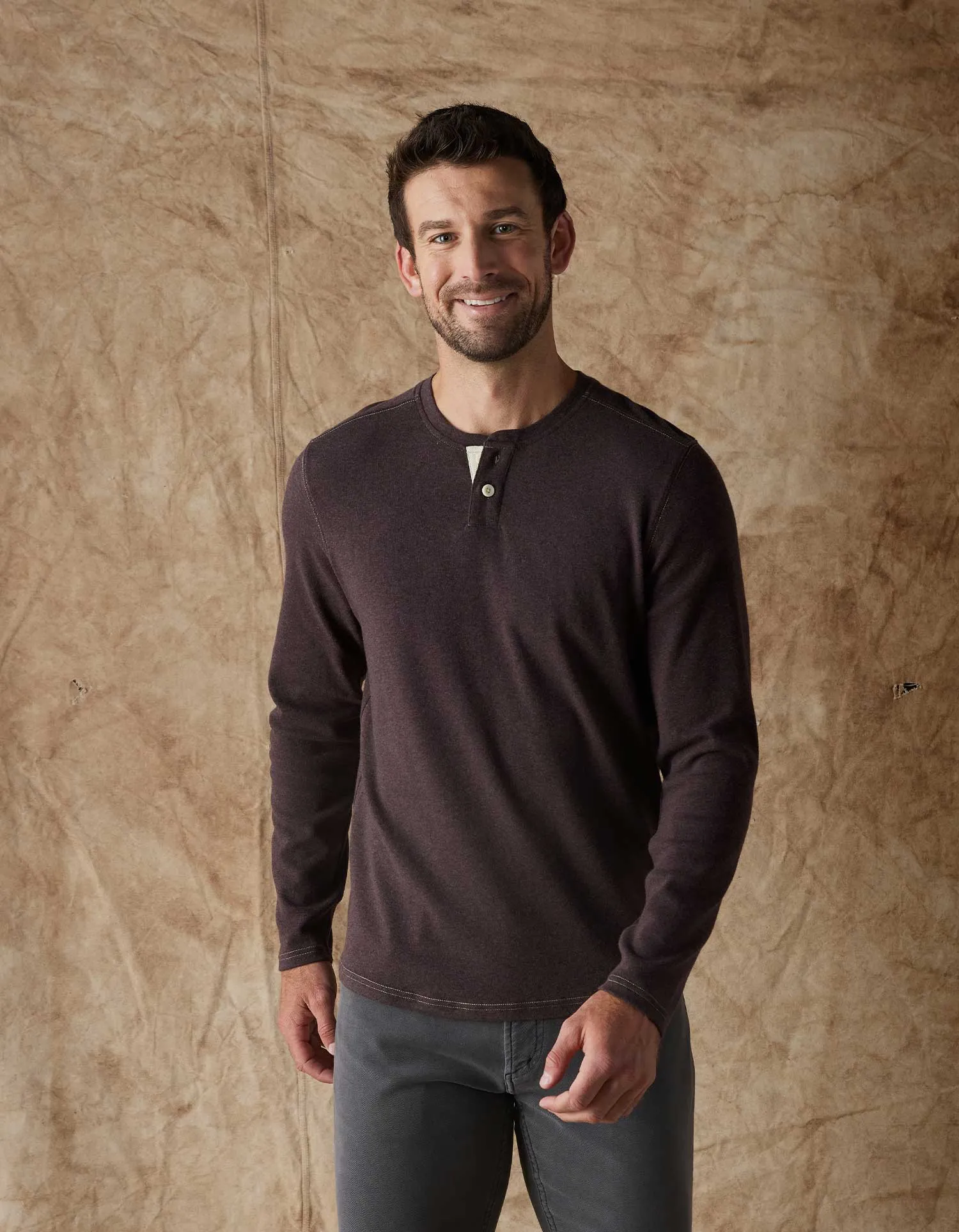 Puremeso Two Button Henley in Java