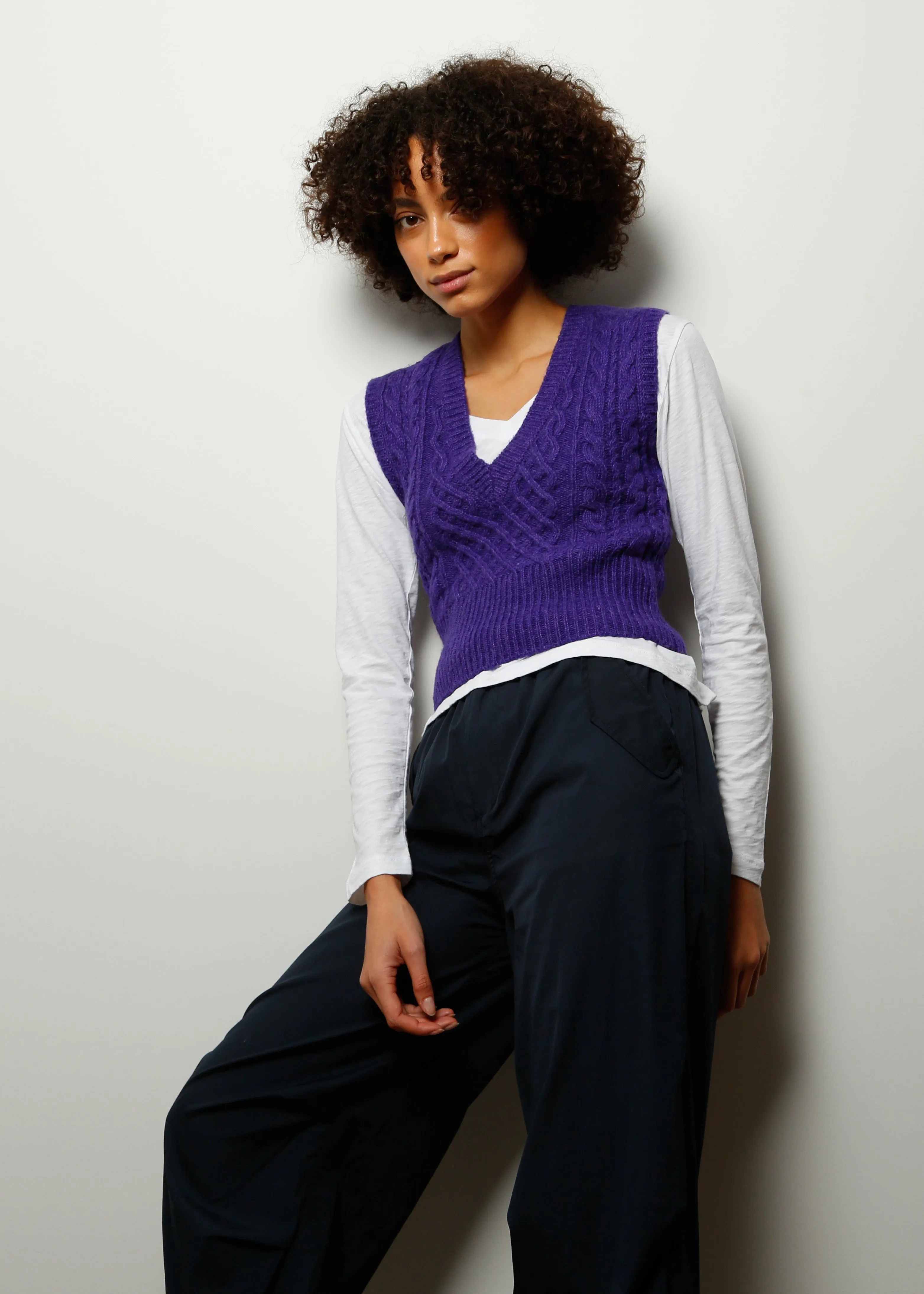 R&B Elizabeth Cable Vest in Purple
