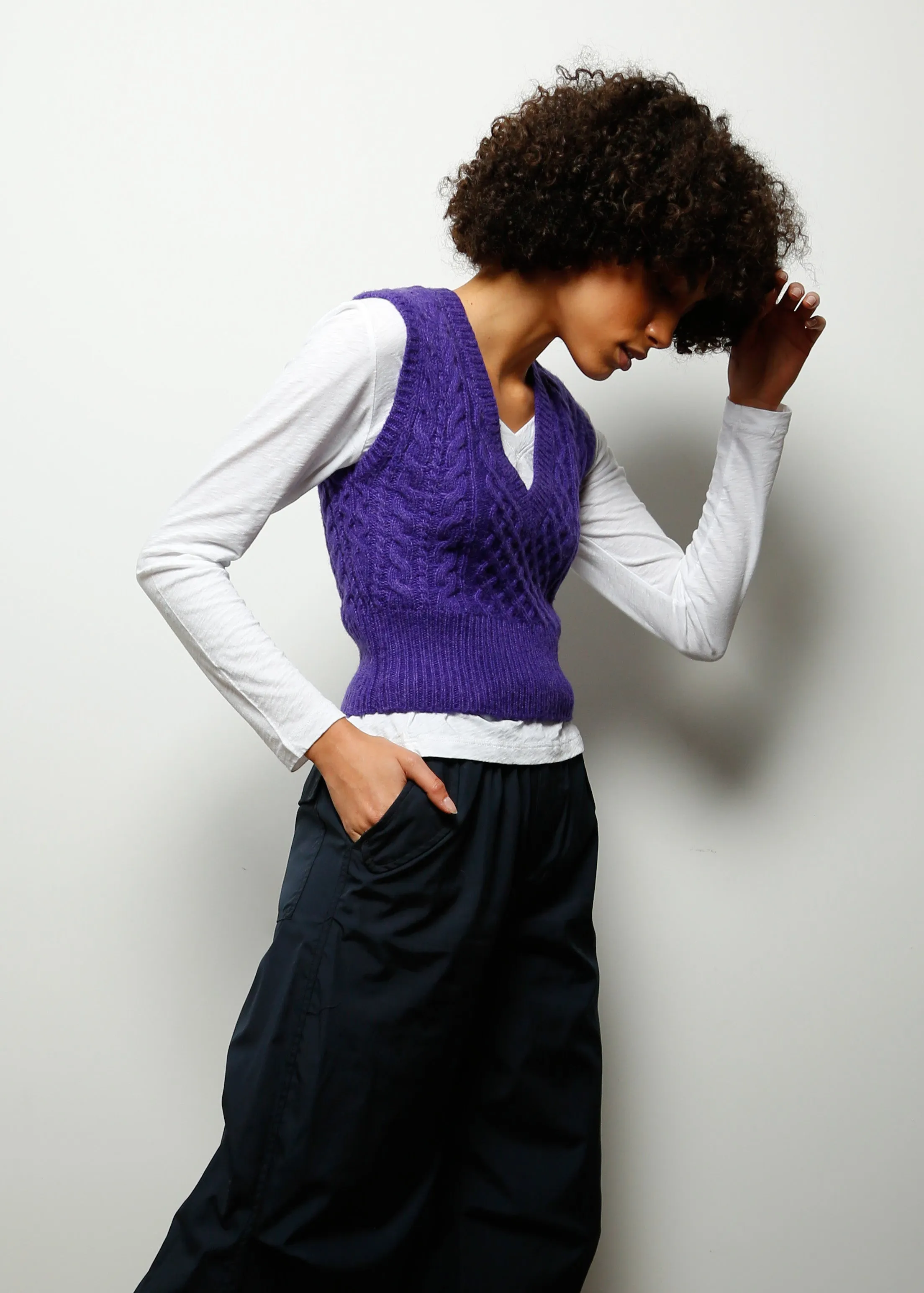 R&B Elizabeth Cable Vest in Purple