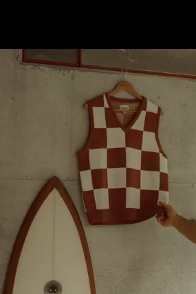 Rhumba Check Knit Vest Brown