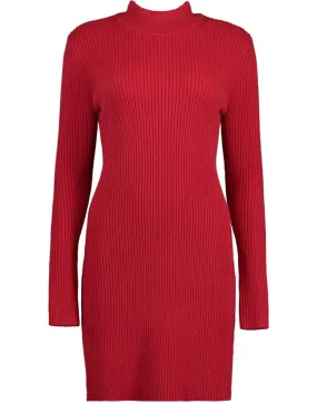 Ribbed Turtleneck Body Dress