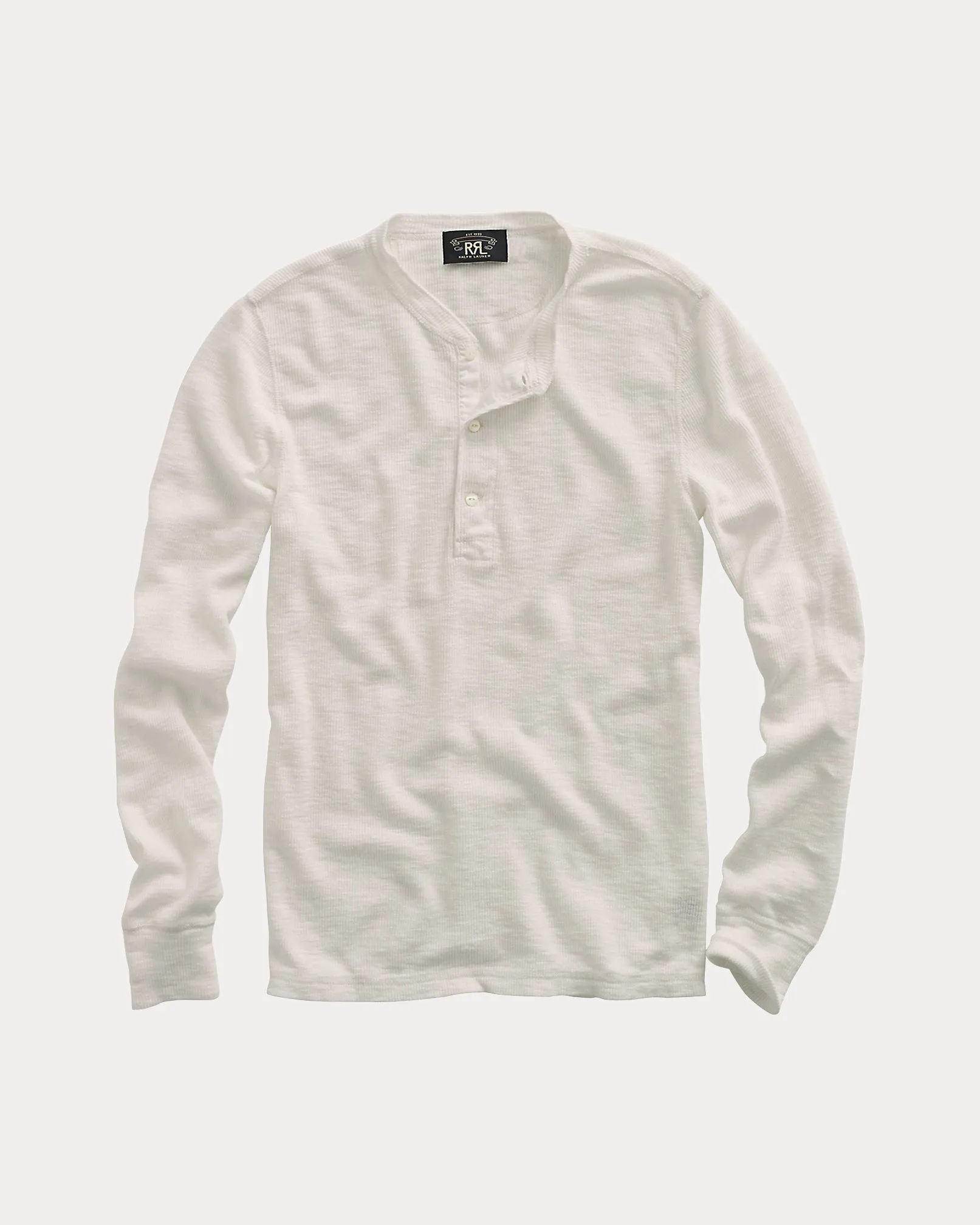 RRL Waffle-Knit Henley Shirt - Paper White