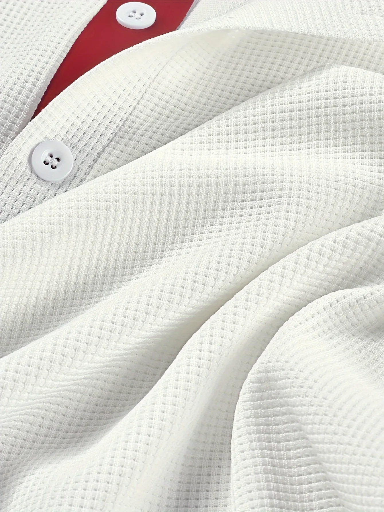 RustTui - Heren Lange Mouw Wafelgebreide Henley Shirt met Contrasterende Knoopsluiting