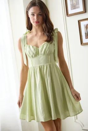Sage Tie Straps Mini Dress