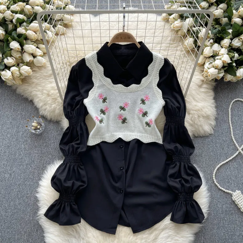 Sana Stylish Shirt With Knitted Vest