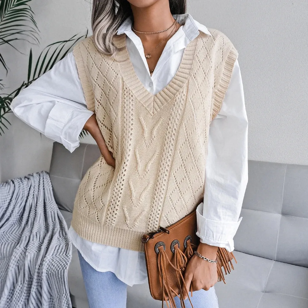 Scarlet - V-Neck Knitted Vest