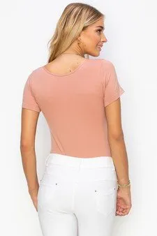 Scoop Neck Short Sleeve Seamless Bodysuit